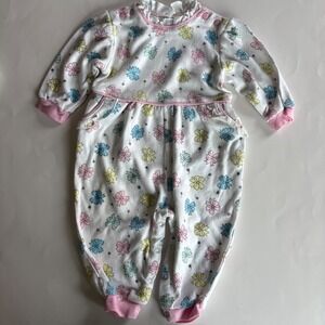 Small Steps Vintage Baby Girls Floral Bow Romper Pastel Pink Blue‎ 24M 90s